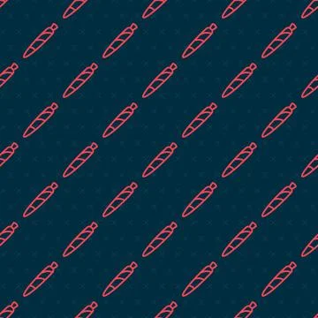 Red line Marijuana joint, spliff icon isolated seamless pattern on black 库存插图