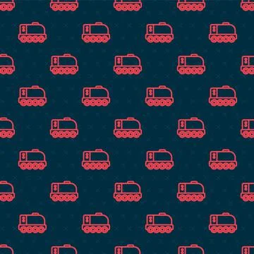 Red line Mars rover icon isolated seamless pattern on black background. Space イラスト素材