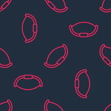 Red line Medieval bow icon isolated seamless pattern on black background. Med Stockillustratie