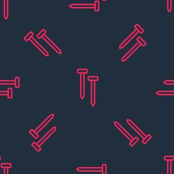 Red line Metallic nails icon isolated seamless pattern on black background 스톡 일러스트