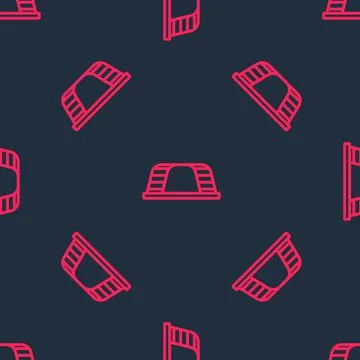 Red line Monkey bar icon isolated seamless pattern on black background. Vector Stock Illustration