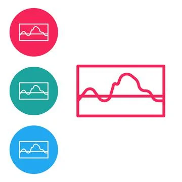 Red line Music wave equalizer icon isolated on white background. Sound wave Stock Illustration