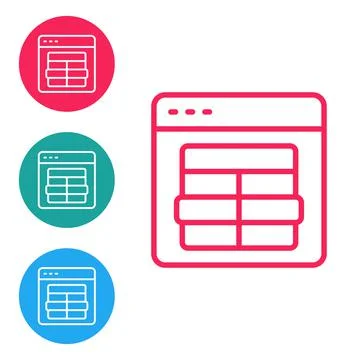 Red line MySQL code icon isolated on white background. HTML Code symbol for your Stock Illustration