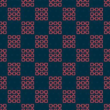 Red line NFT blockchain technology icon isolated seamless pattern on black Stock Illustration