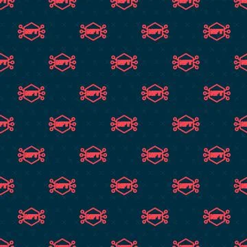Red line NFT Digital crypto art icon isolated seamless pattern on black Stock Illustration