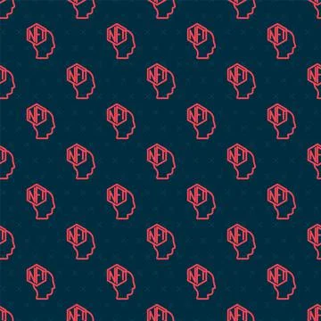 Red line NFT Digital crypto art icon isolated seamless pattern on black Stockillustratie