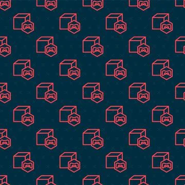 Red line NFT Digital crypto art icon isolated seamless pattern on black Stockillustratie