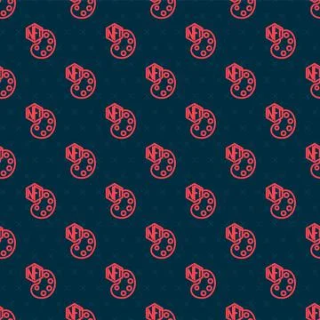 Red line NFT Digital crypto art icon isolated seamless pattern on black Stock Illustration
