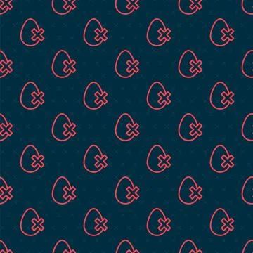 Red line No egg icon isolated seamless pattern on black background. Vector Stock Illustration