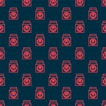 Red line Online ordering and fast food delivery icon isolated seamless pattern Stock Illustration