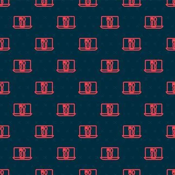 Red line Online ordering and fast food delivery icon isolated seamless pattern Stock Illustration
