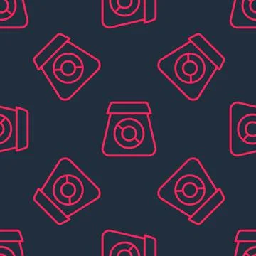 Red line Online ordering and fast food delivery icon isolated seamless pattern Stock Illustration