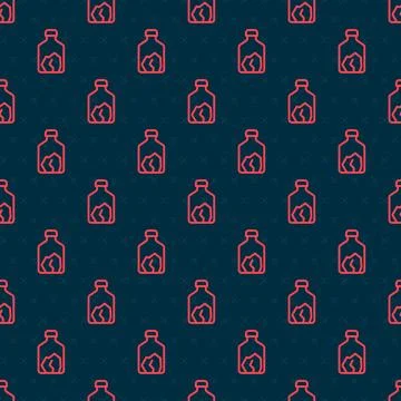 Red line Ore mining icon isolated seamless pattern on black background. Vecto Stock Illustration