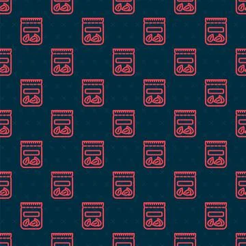 Red line Pack full of seeds of a specific plant icon isolated seamless pattern Stock Illustration