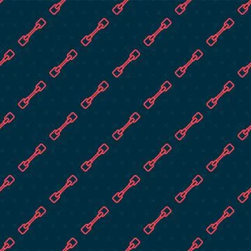 Red line Paddle icon isolated seamless pattern on black background. Paddle boat Illustration