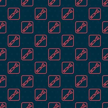 Red line Paint brush icon isolated seamless pattern on black background. For the Illustrazione stock