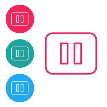 Red line Pause button icon isolated on white background. Set icons in circle イラスト素材
