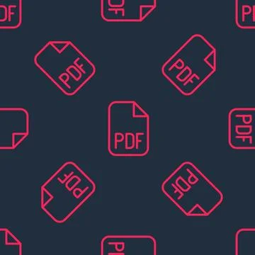 Red line PDF file document. Download pdf button icon isolated seamless pattern 스톡 일러스트