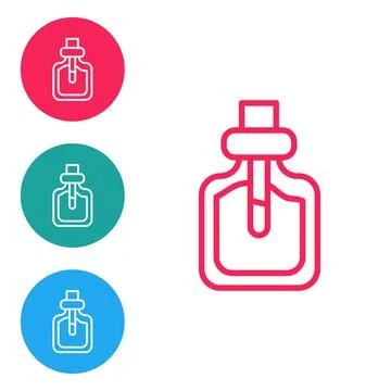 Red line Perfume icon isolated on white background. Set icons in circle buttons Stockillustratie