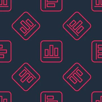 Red line Pie chart infographic icon isolated seamless pattern on black Illustrazione stock