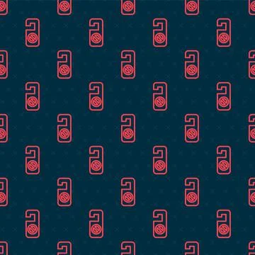 Red line Please do not disturb icon isolated seamless pattern on black Stock Illustration