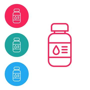 Red line Printer ink bottle icon isolated on white background. Set icons in Illustrazione stock