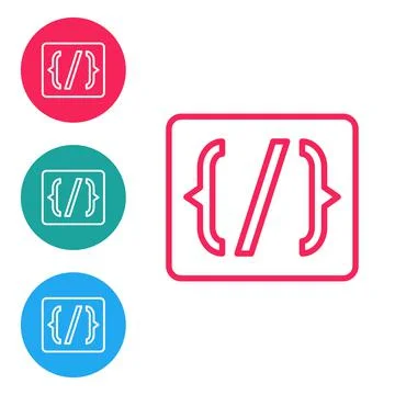 Red line Programming language syntax icon isolated on white background. Syntax Stock Illustration