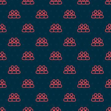 Red line Project team base icon isolated seamless pattern on black background Stock Illustration