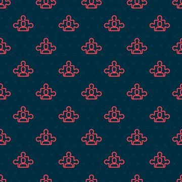 Red line Project team base icon isolated seamless pattern on black background Stock Illustration