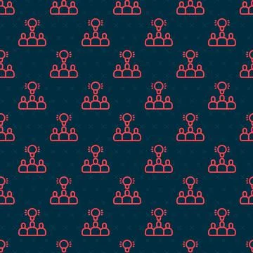 Red line Project team base icon isolated seamless pattern on black background Stock Illustration