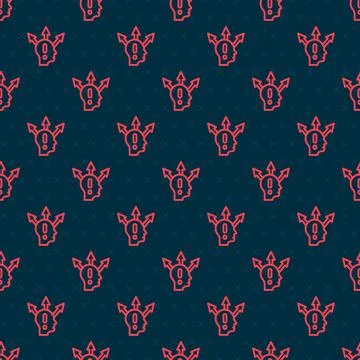 Red line Project team base icon isolated seamless pattern on black background Stock Illustration