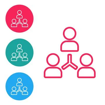 Red line Project team base icon isolated on white background. Business analysis Stock Illustration