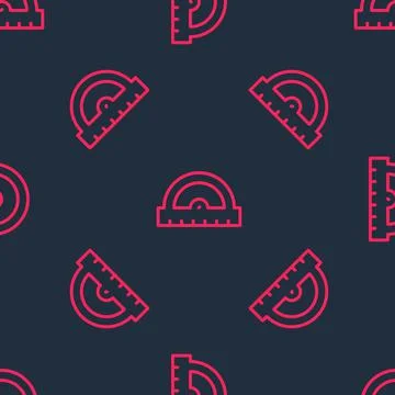 Red line Protractor grid for measuring degrees icon isolated seamless pattern on Illustrazione stock