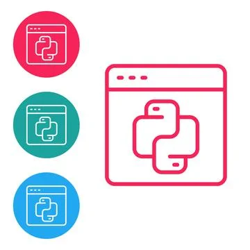 Red line Python programming language icon isolated on white background. Pyt.. Illustration