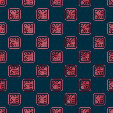 Red line QR code sample for smartphone scanning icon isolated seamless pattern Stock Illustration