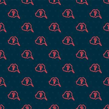 Red line Question mark icon isolated seamless pattern on black background. FAQ Stock Illustration