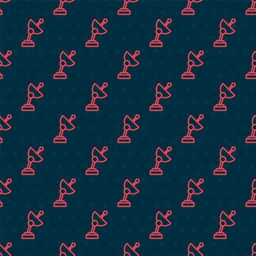 Red line Radar icon isolated seamless pattern on black background. Search system 스톡 일러스트
