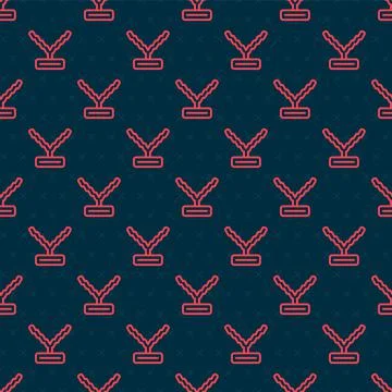 Red line Rapper chain icon isolated seamless pattern on black background.  Ve Stock Illustration
