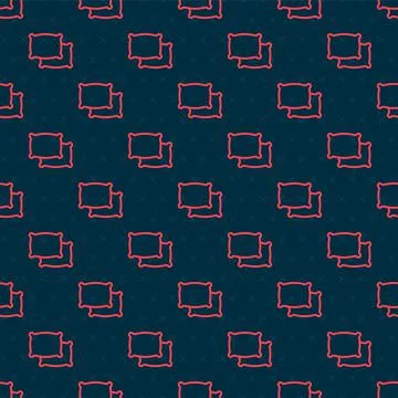 Red line Rectangular pillow icon isolated seamless pattern on black background Stock Illustration