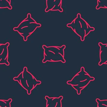 Red line Rectangular pillow icon isolated seamless pattern on black background Illustrazione stock