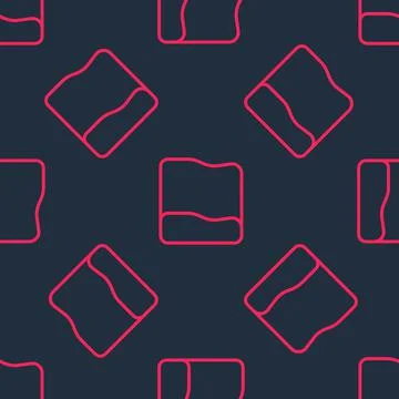 Red line Rectangular pillow icon isolated seamless pattern on black background Illustrazione stock
