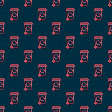 Red line Recycle bin with recycle symbol icon isolated seamless pattern on .. Stock Illustration
