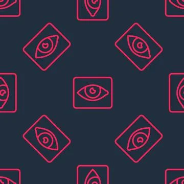 Red line Red eye effect icon isolated seamless pattern on black background. Eye Stock Illustration