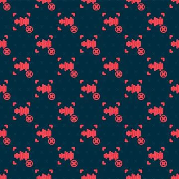 Red line Rejection voice recognition icon isolated seamless pattern on black 库存插图