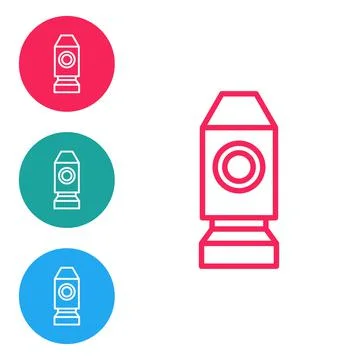 Red line Rocket ship icon isolated on white background. Space travel. Set ico Stock Illustration