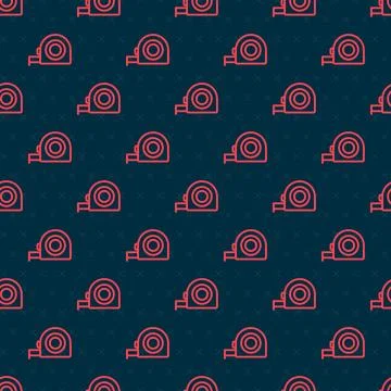 Red line Roulette construction icon isolated seamless pattern on black Stock Illustration