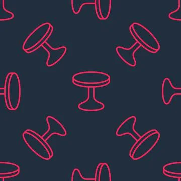 Red line Round table icon isolated seamless pattern on black background. Vector 스톡 일러스트