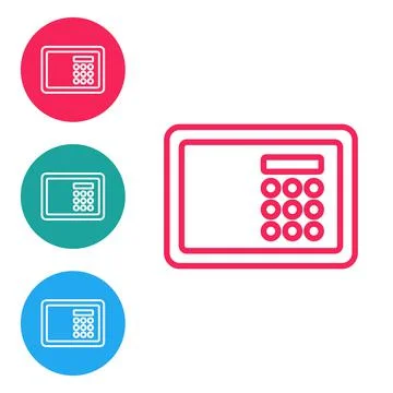 Red line Safe icon isolated on white background. The door safe a bank vault with Stock Illustration