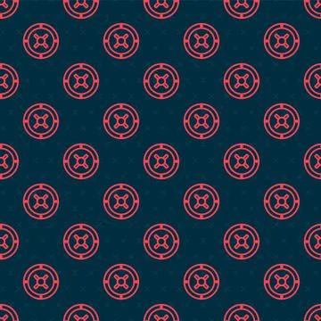 Red line Safe icon isolated seamless pattern on black background. The door safe Illustrazione stock