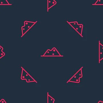 Red line Salt icon isolated seamless pattern on black background.  Vector Stock Illustration